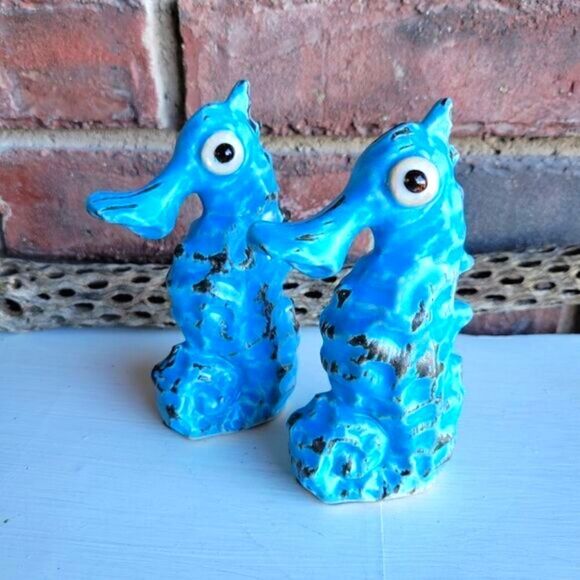 Vintage MCM Rare Studio Pottery Anthropomorphic Seahorse Figurines - Kitschy - Picture 3 of 15